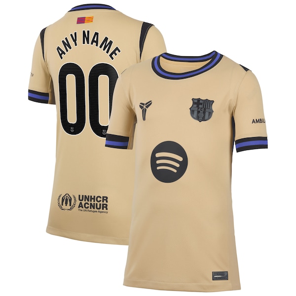 Barcelona Nike Youth 2025/26 Away Stadium Replica Custom Jersey - Gold/Blue