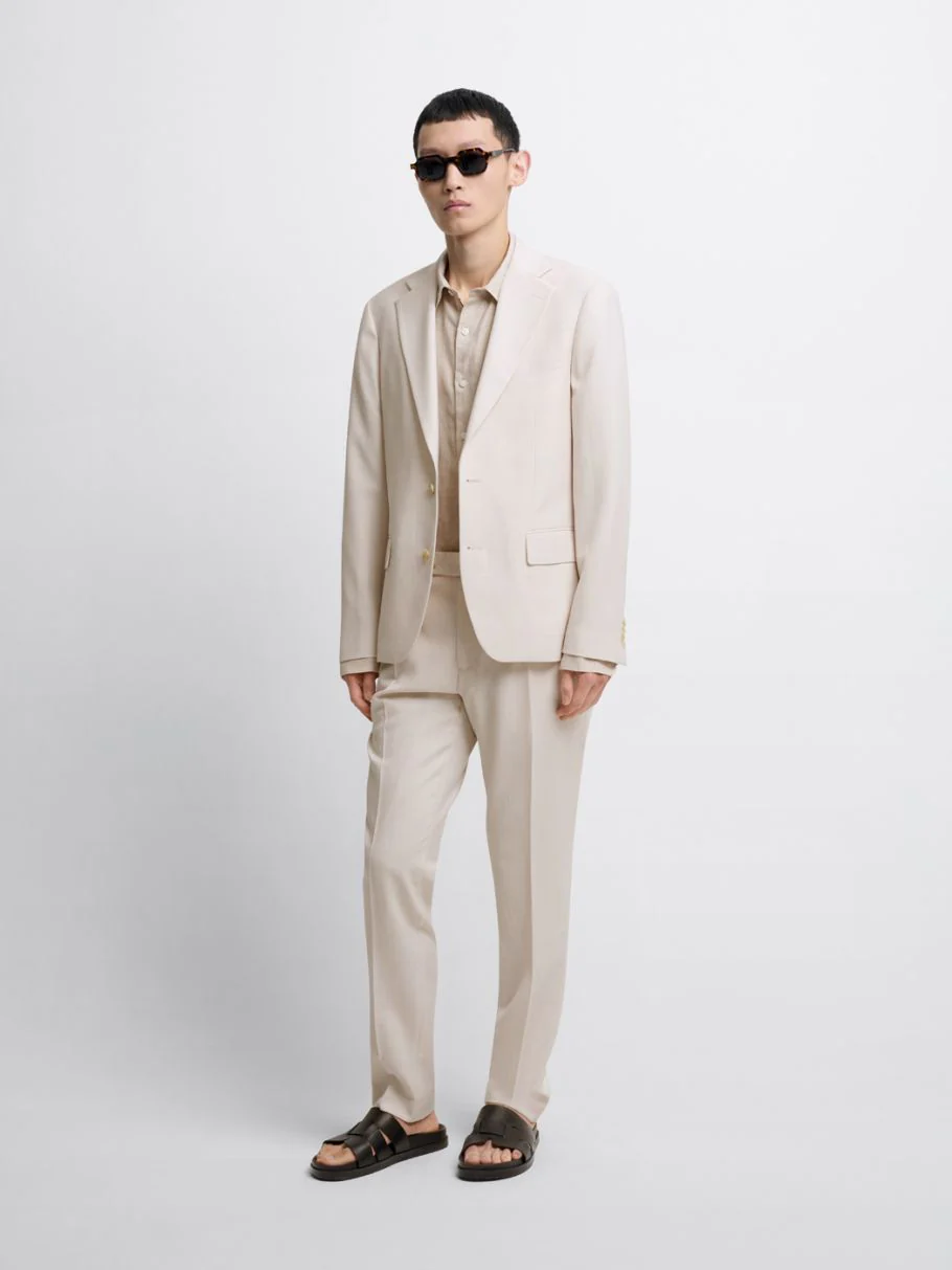 Costume 2 pièces slim blanc en laine mélangée