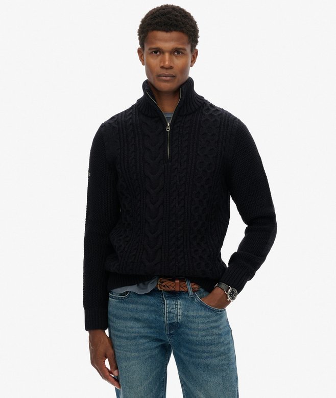 Jacob Cable Knit Half Zip Jumper