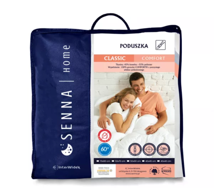 Poduszka 40x40cm CLASSIC COMFORT | Biała | Senna Home