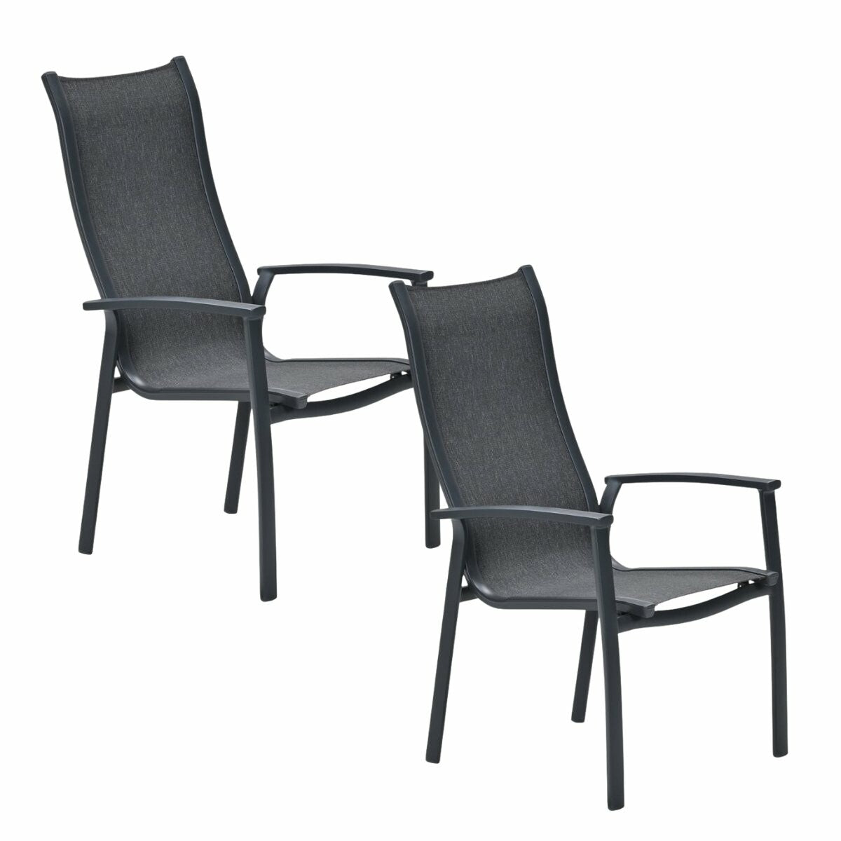 Garden Impressions Tuinstoel Hilly stapelbaar donker grijs - 2 stuks