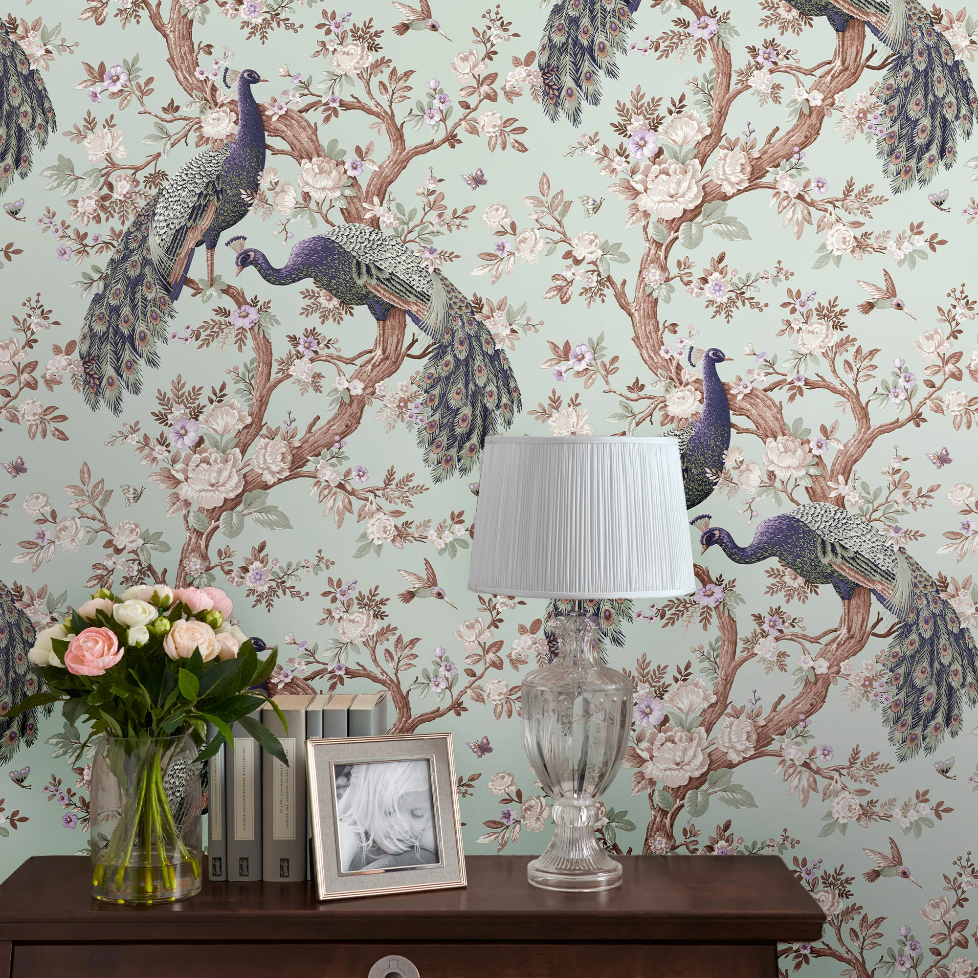 LAURA ASHLEY Papier peint intissé BELVEDERE bleu givré