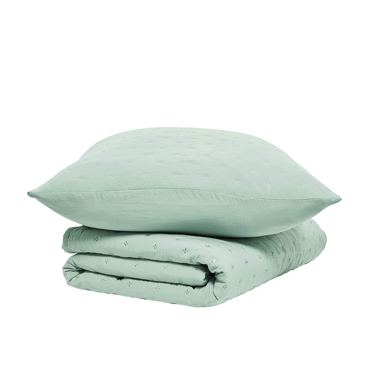 ESSENTIAL - Couvre lit boutis bleu céladon 220x240