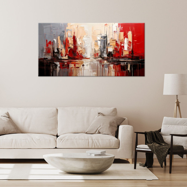 Feeby Obraz, Abstrakcyjne miasto Czerwony 80x40