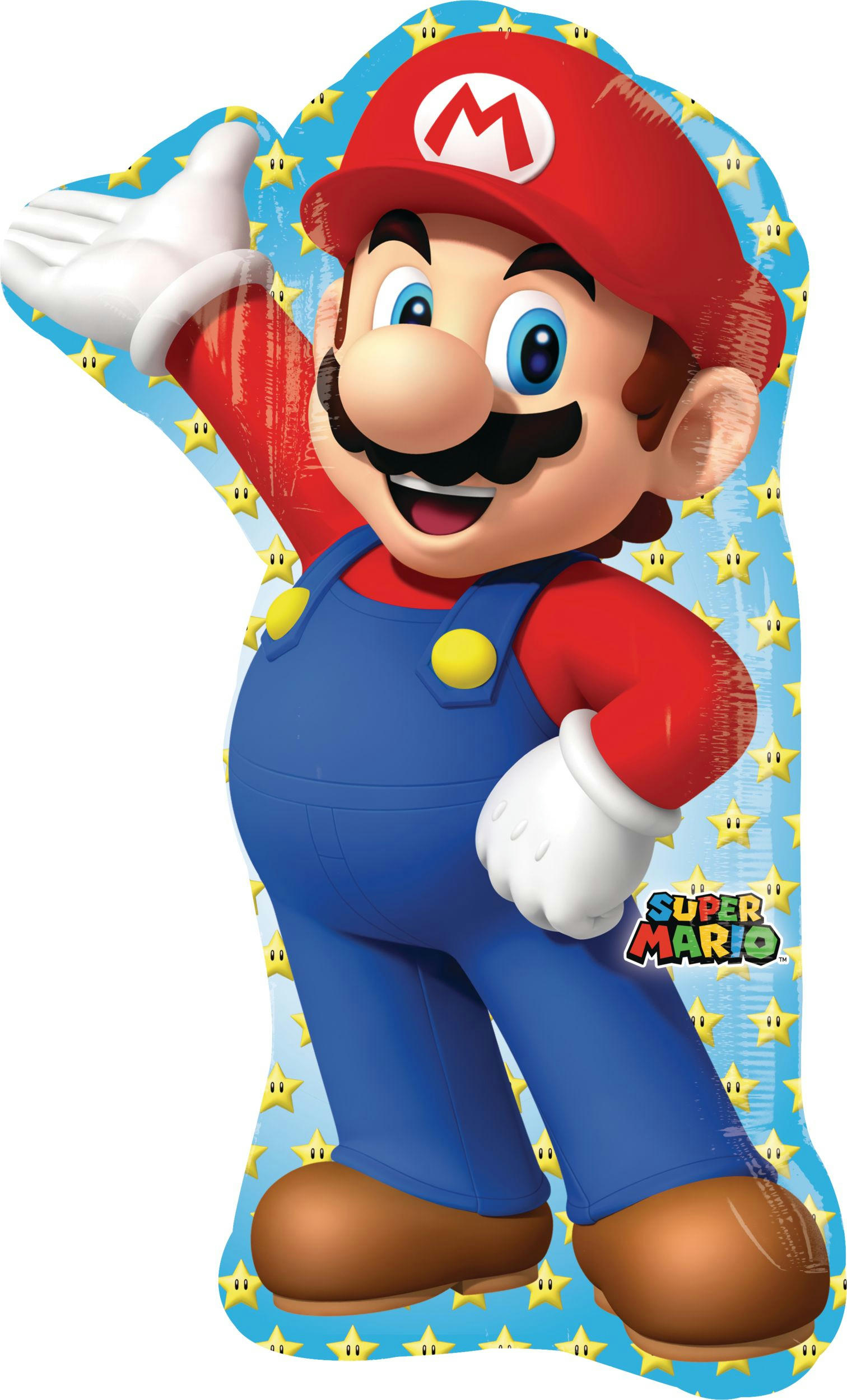 Nintendo Super Mario Bros Satin Foil Balloon, Red/Blue, 33-in, Helium Inflation & Ribbon Included for Birthday Party