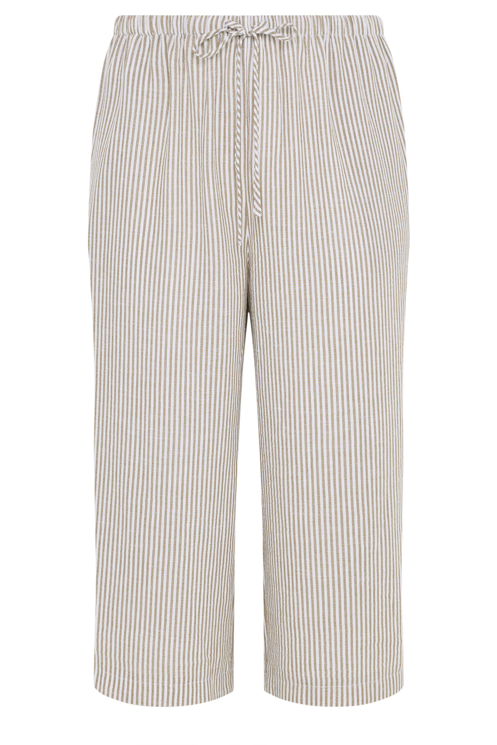 Yours Stripe Linen Look Cropped Trousers