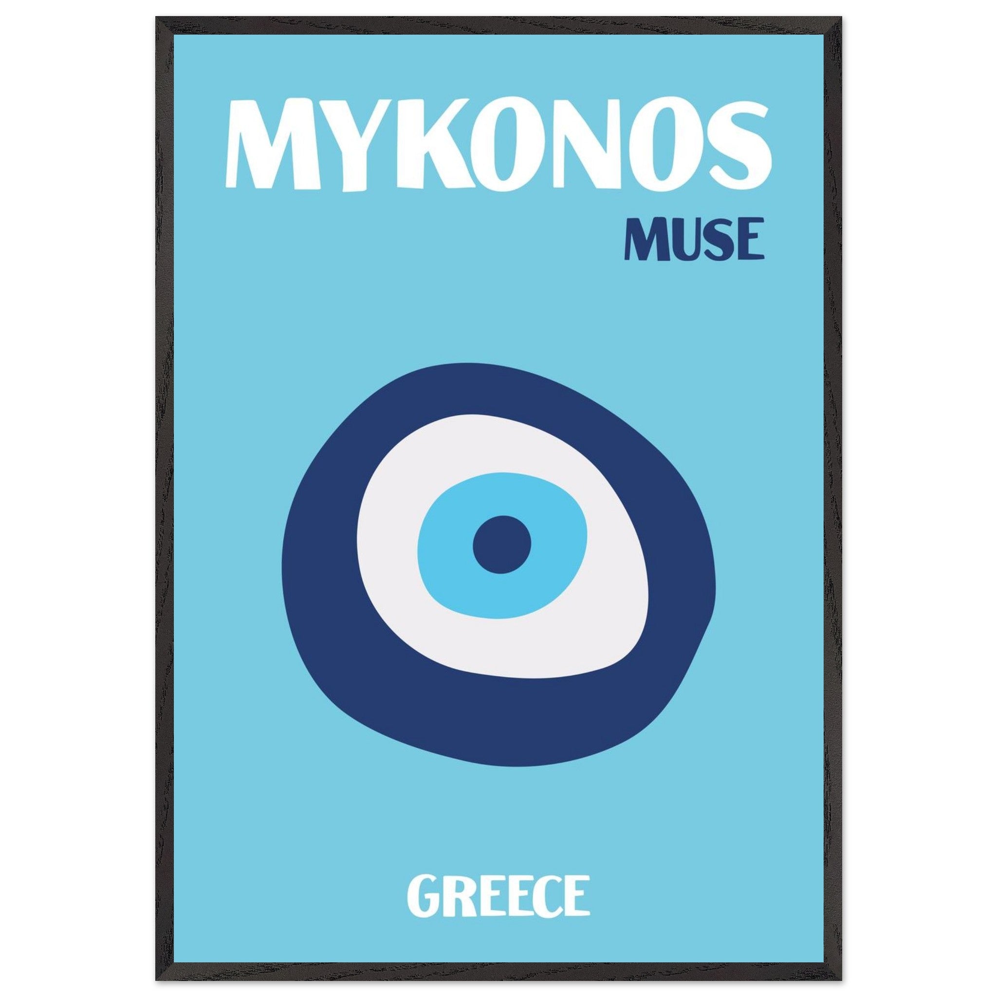 Artfulprints Poster met Lijst Griekenland - Mykonos  - 70x100 cm - Blauw