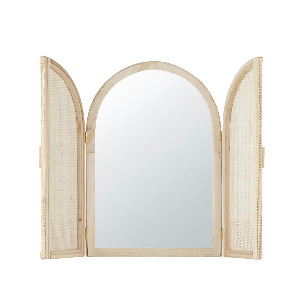 GAETAN - Miroir persiennes en cannage beige 48x71