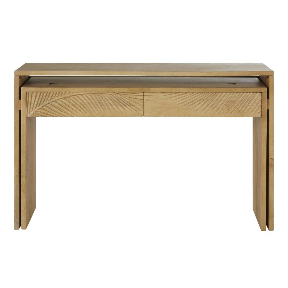 Tanzania - Bureau console 2 tiroirs en manguier massif