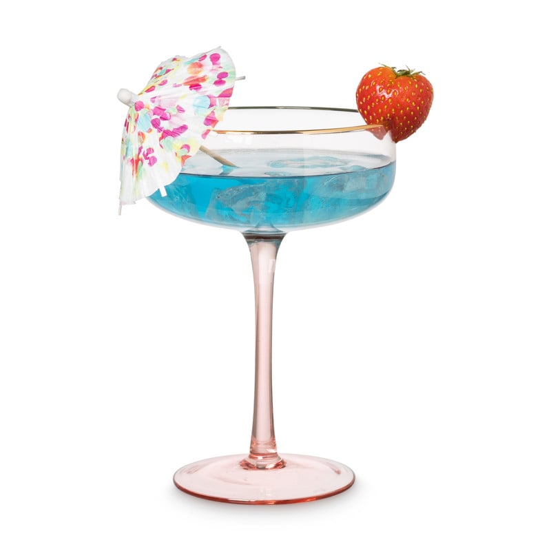 Champagnecoupe gouden rand - roze - 220 ml