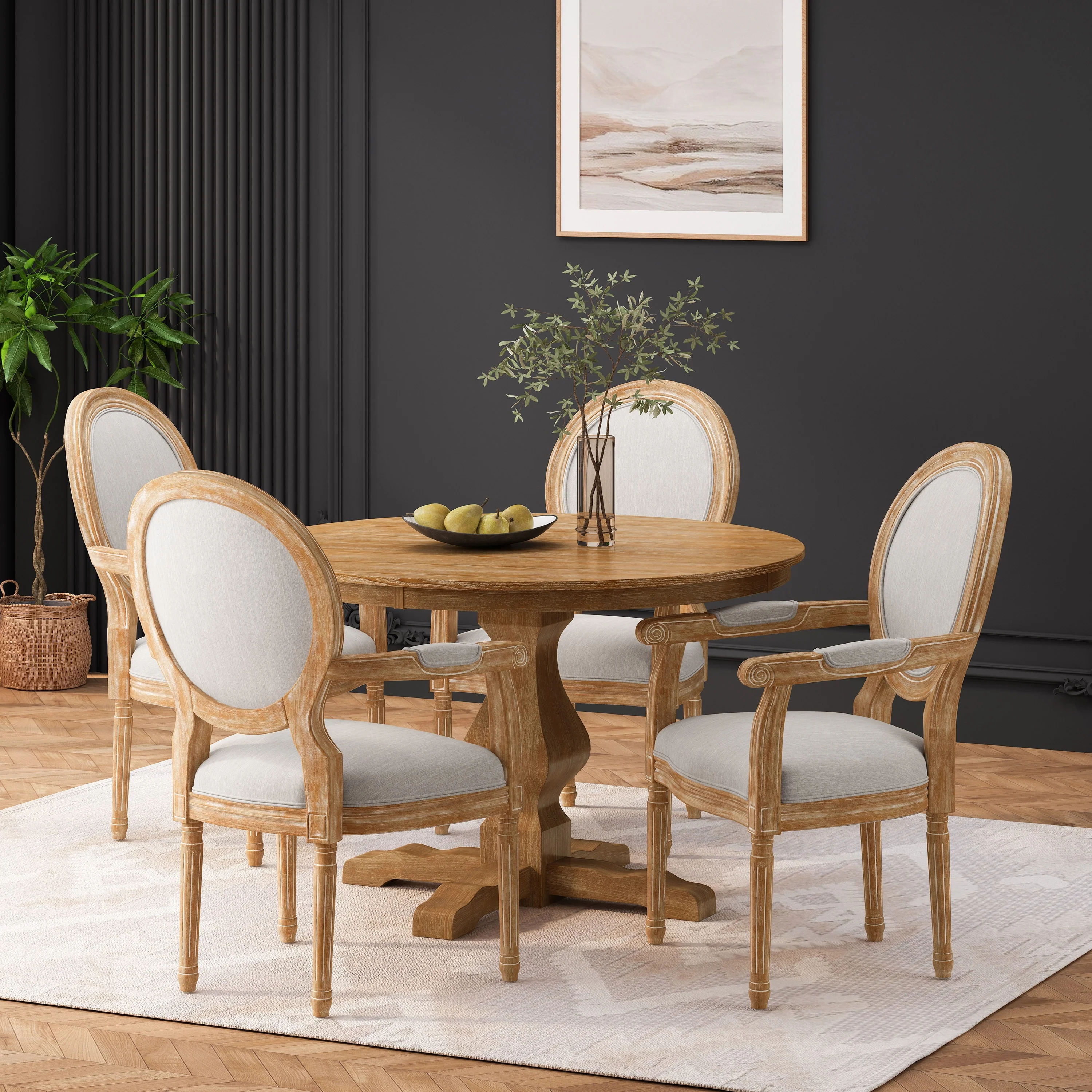 Joretta Upholstered 5 Piece Circular Dining Set by Christopher Knight Home