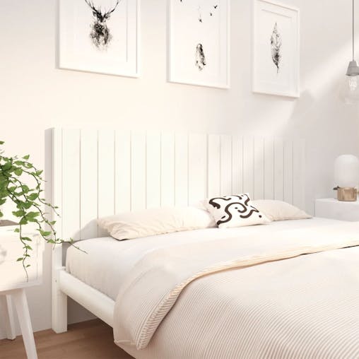 NNEVL Bed Headboard White 185.5x4x100 cm Solid Wood Pine