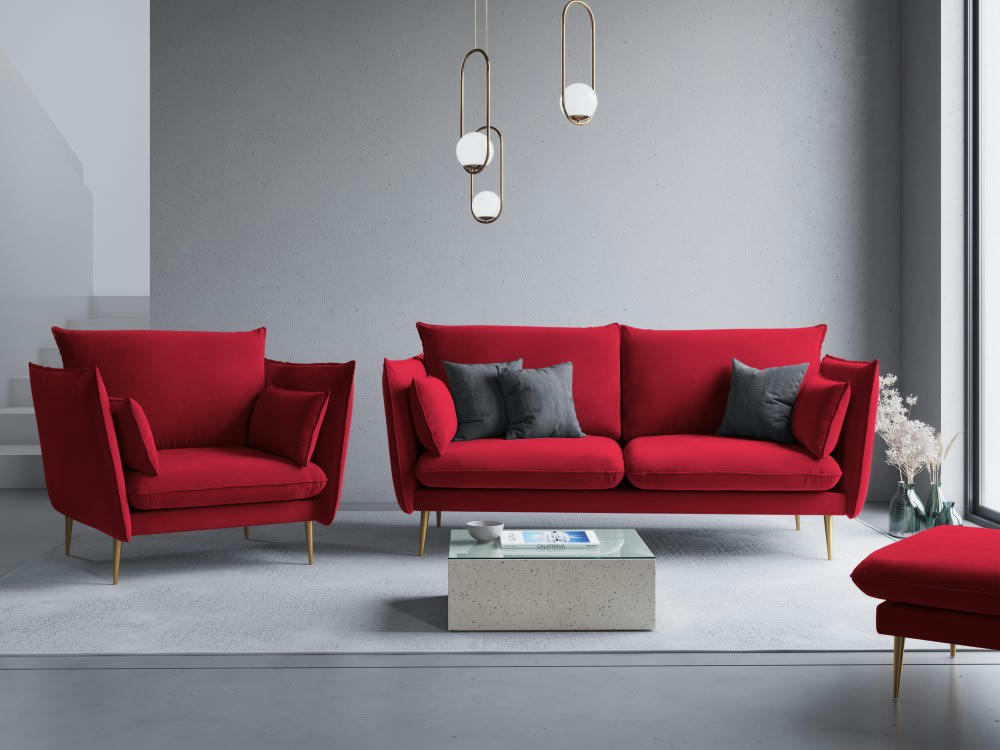 AGATE - Fauteuil en velours rouge