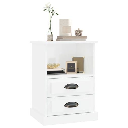 NNEVL Bedside Cabinets 2 pcs High Gloss White 43x36x60 cm