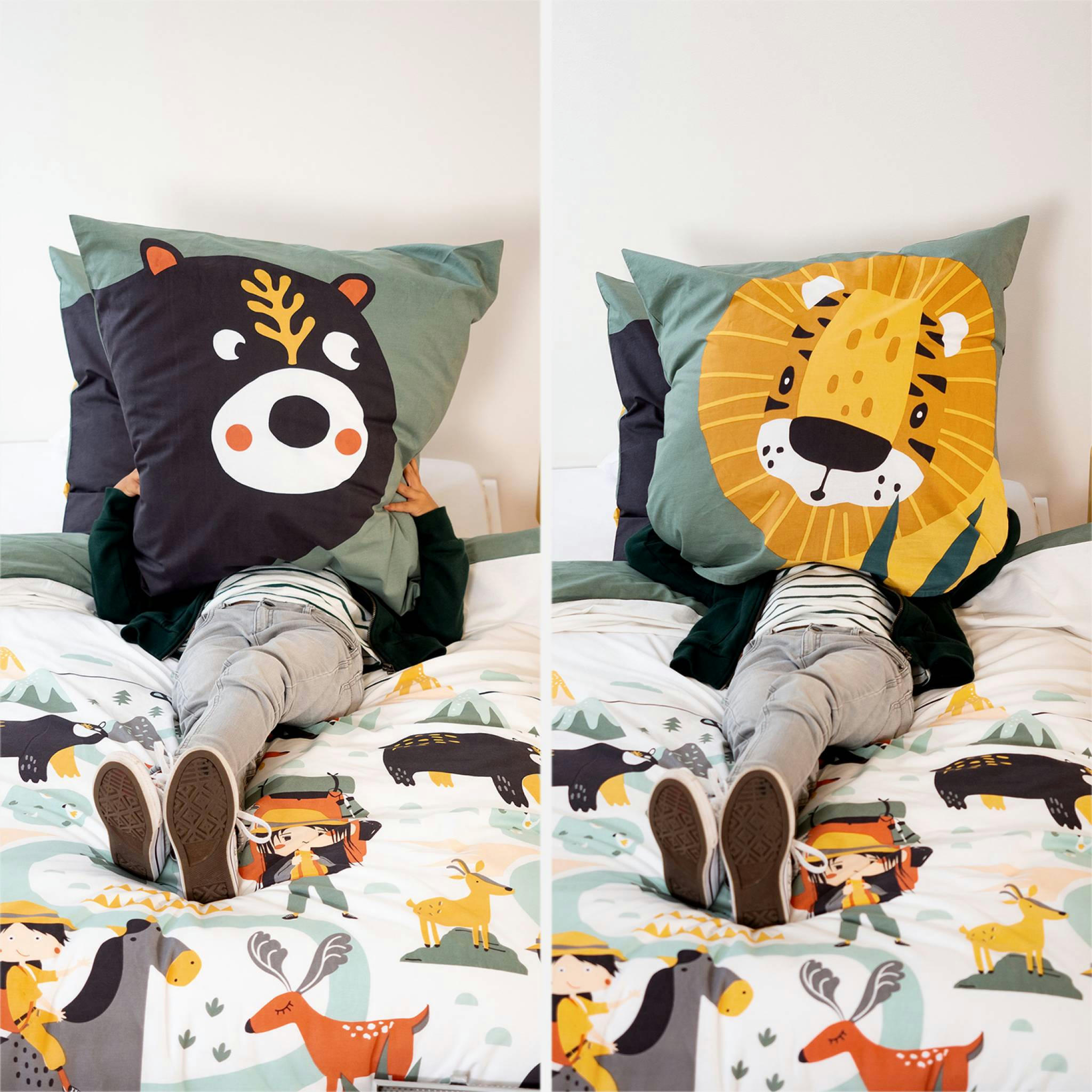 GASTON - Parure de lit réversible double imprimés en coton adouci 140x200cm