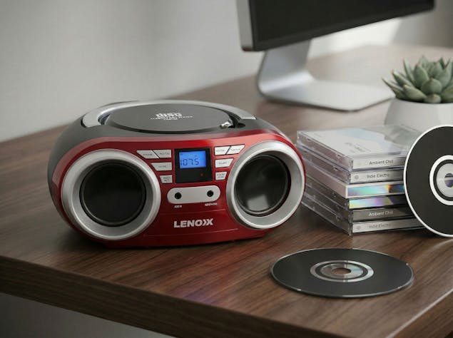 Portable CD Player (Red) 4W Speaker with FM Radio & AUX In