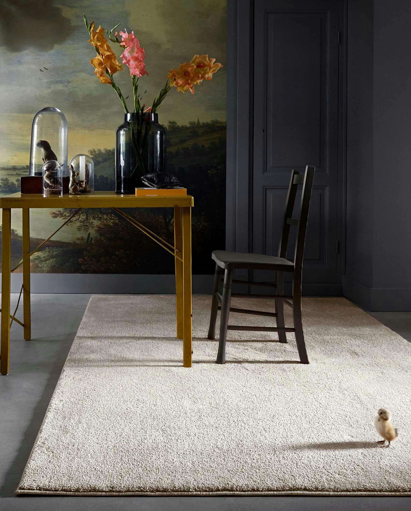 VENICE - Tapis tissé velours ras beige uni 120x170