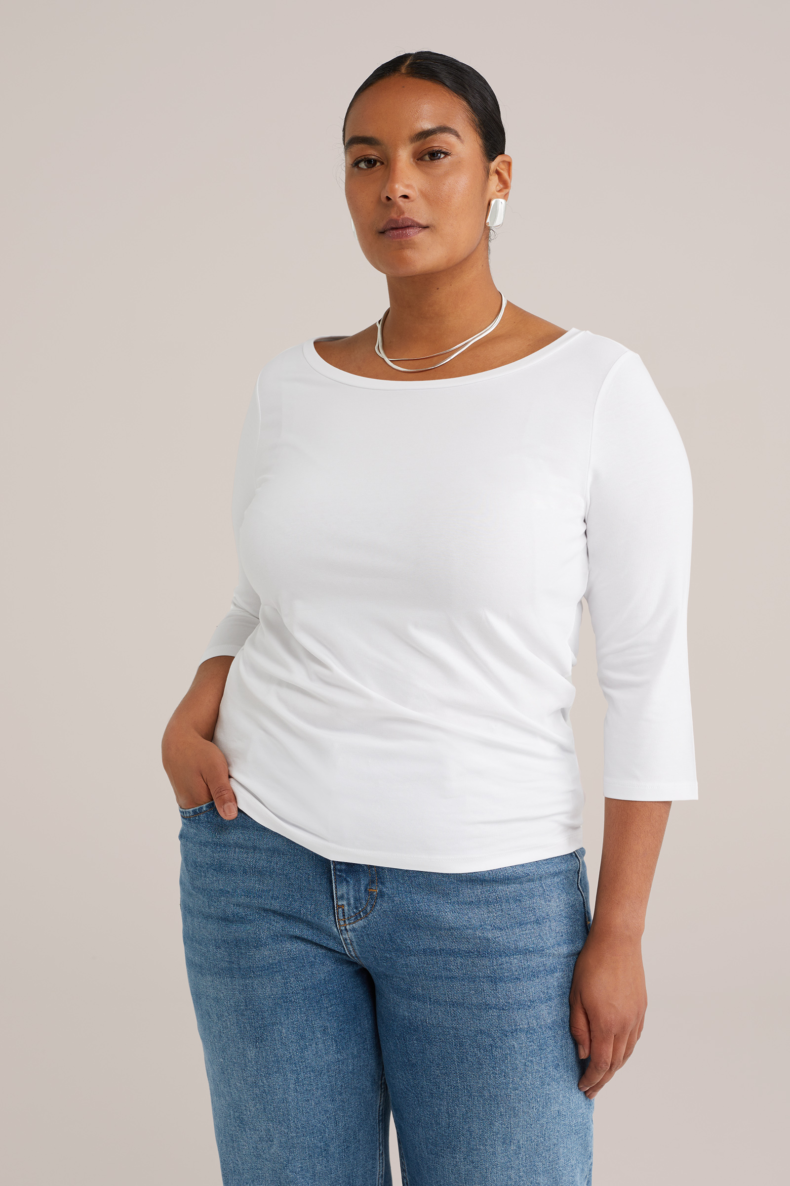 Dames T-shirt met driekwart mouwen - Curve