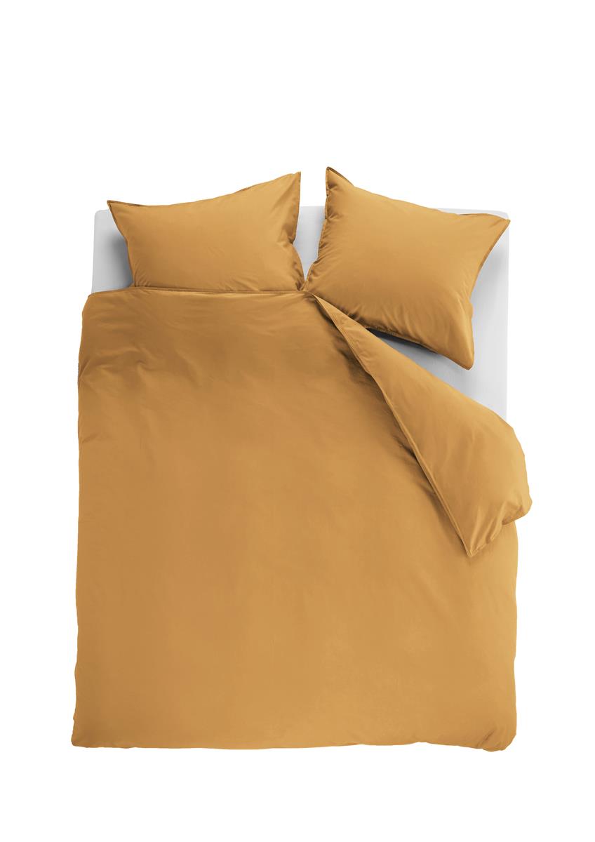 Ambiante Cotton Uni dekbedovertrek - Effen - Lits-Jumeaux - 240x200/220 cm - Oker