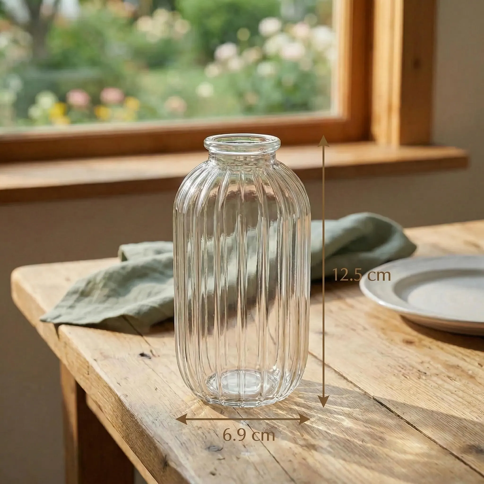 Clear Glass Bud Vase Set,Vintage Style Home Table Decor,Gift for Mother ,Housewarming Gift,Anniversary Gift, Gift for Her