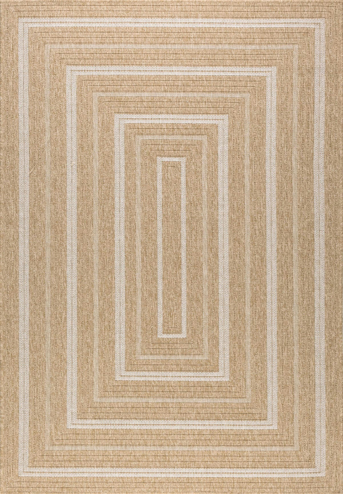 NATURE - Tapis intérieur/extérieur effet jute motif rectangulaire blanc 200x290