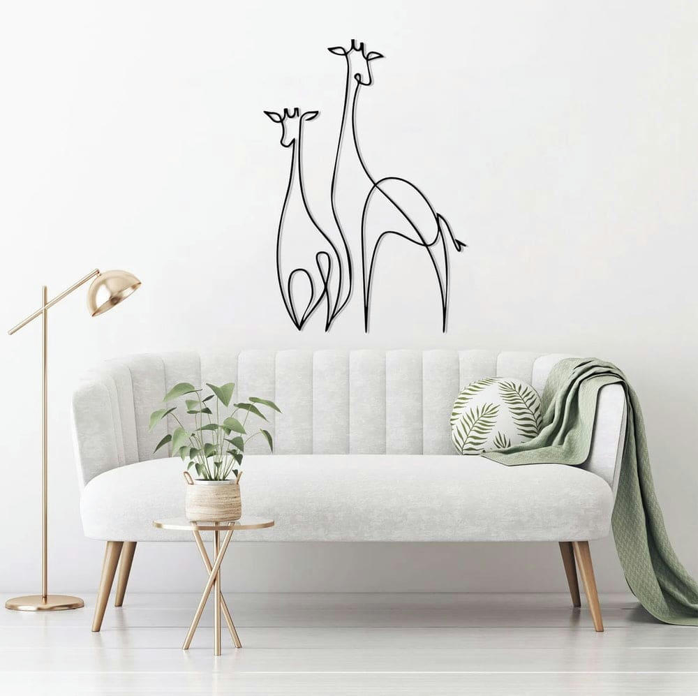 MINIMALISTE - Décoration murale girafe en métal noir 41x60 cm