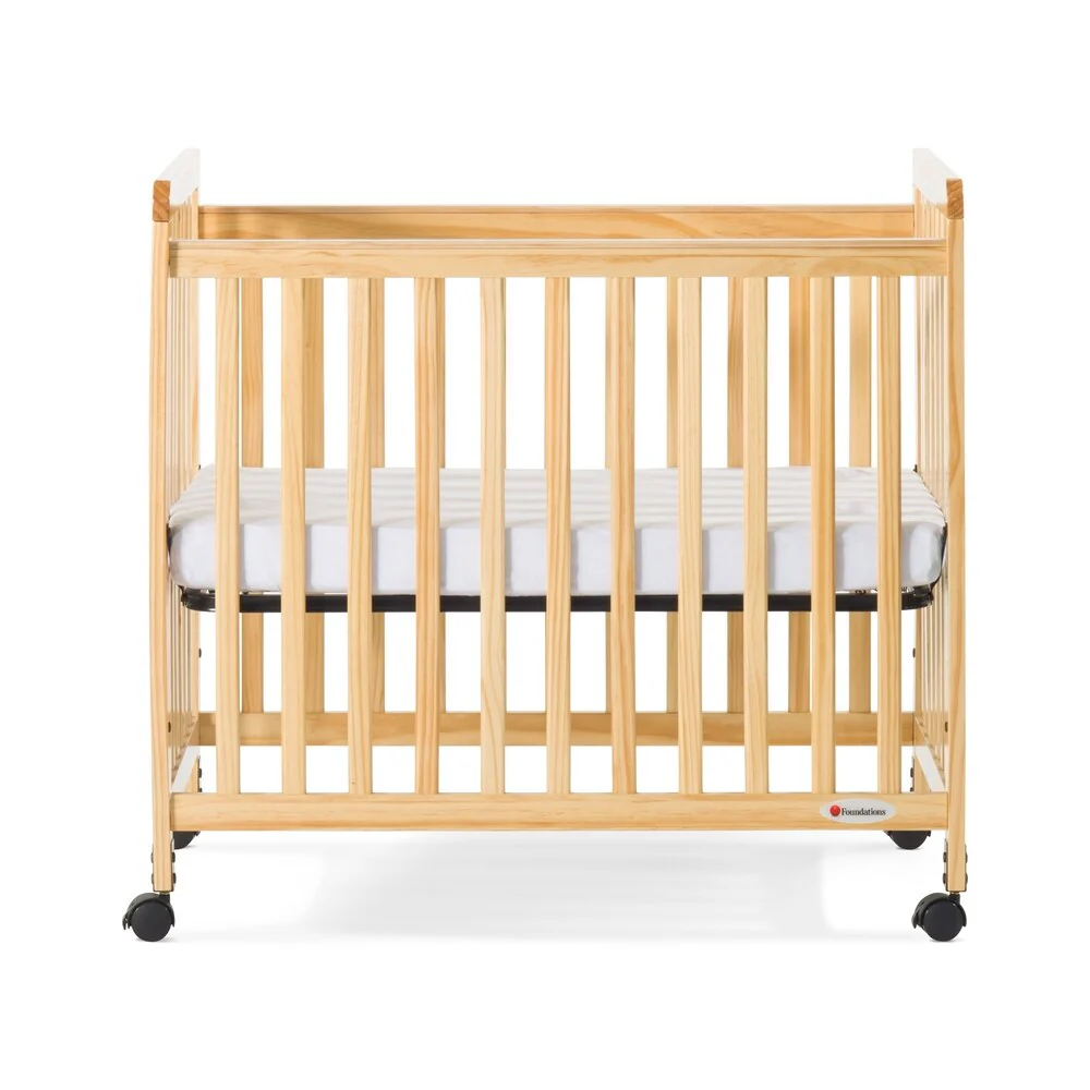 Foundations® Safetycraft® Fixed-Side Compact Baby Crib, Slatted-Natural