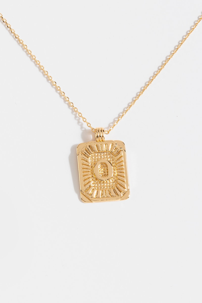 Initial ID Tag Pendant Necklace