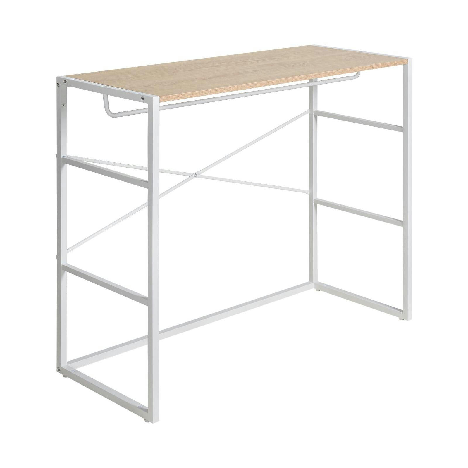 KADRA - Portant vêtements sous combles bois et métal blanc  penderie