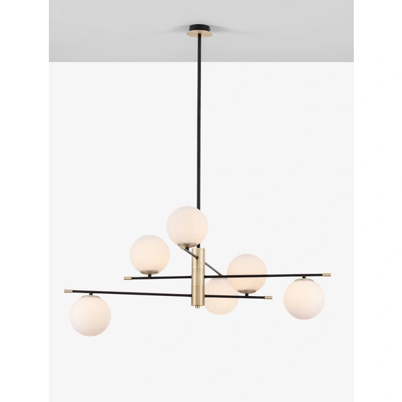Pendelleuchte »Git «, LED, 6-flammig, goldfarben/weiß/schwarz