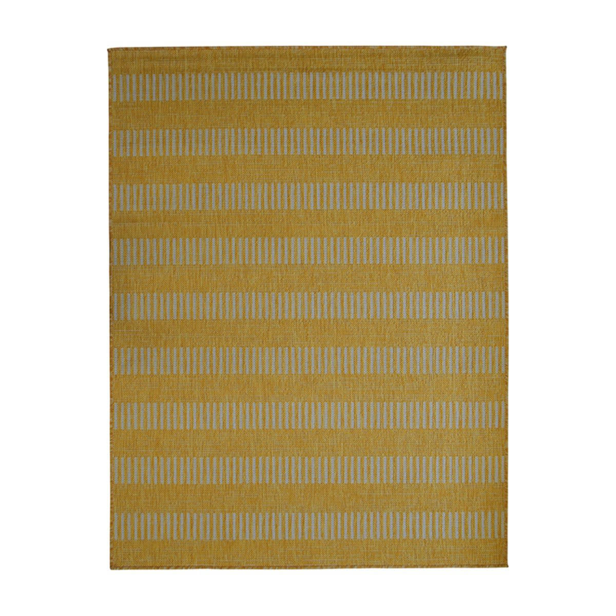 TERRAIN - Tapis intérieur-extérieur aspect jute motif lignes jaune 133x170
