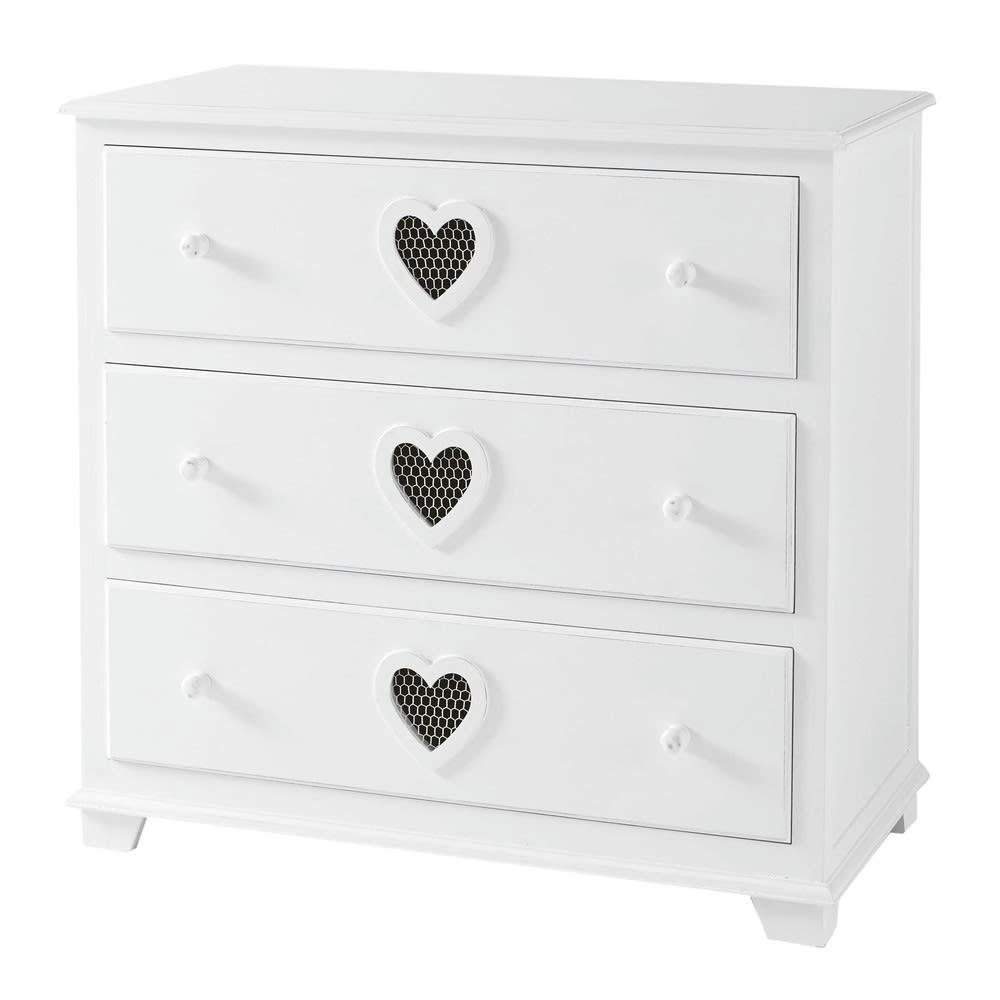 Valentine - Commode 3 tiroirs blanche