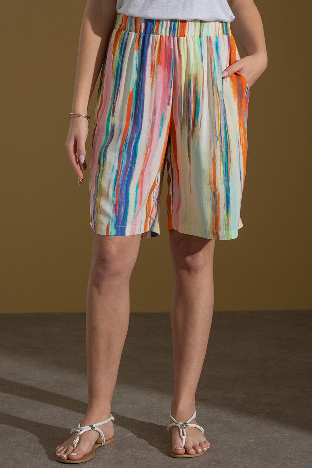 Klass. Painted Stripe Pull On Shorts