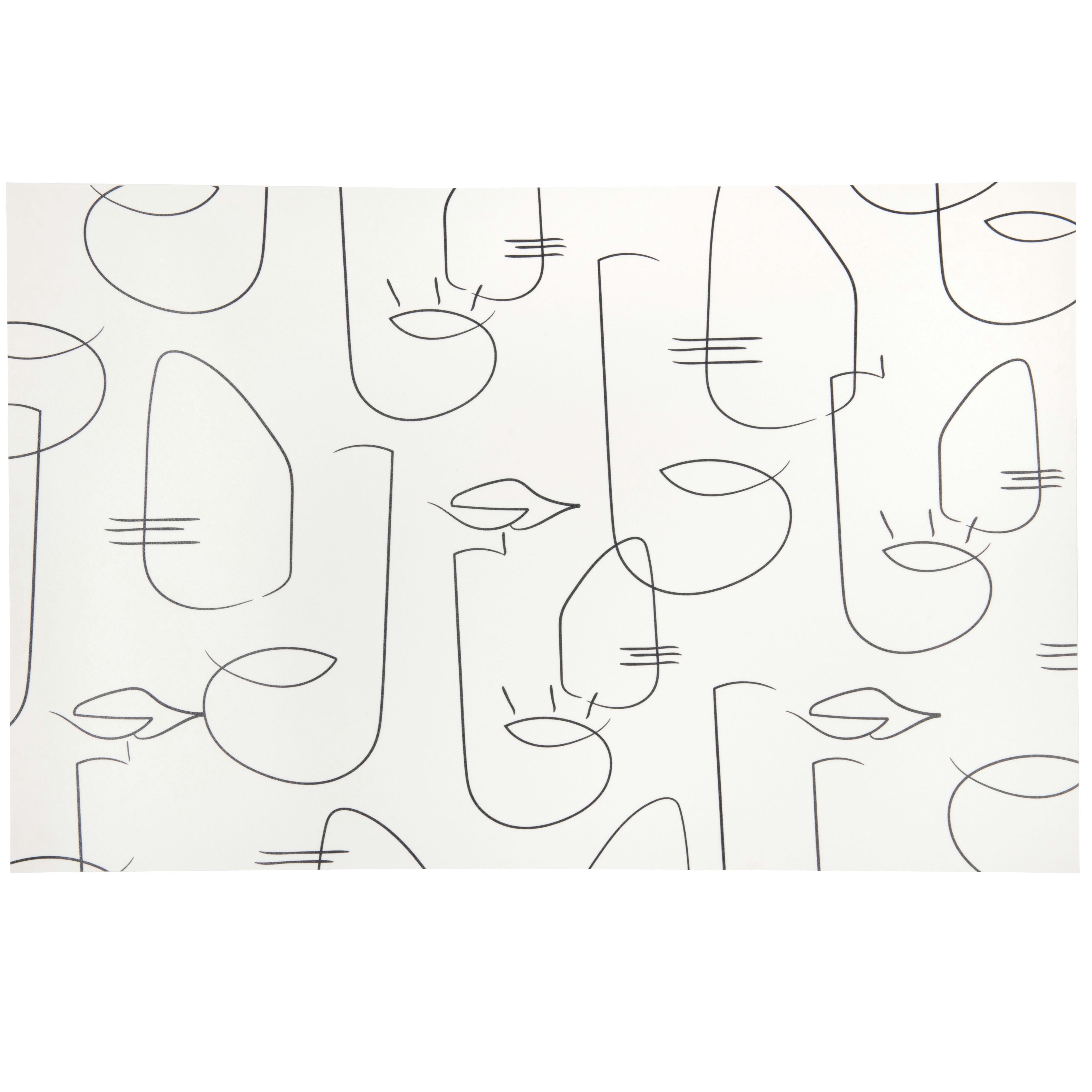 TANNERON - Tapis en vinyle imprimé visages noir et blanc 50x80