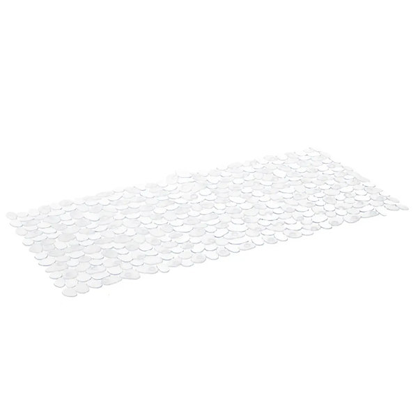 Lot de 2 Tapis de salle de bain en pvc transparent effet pière - Longueur 70 X Largeur 35 cm