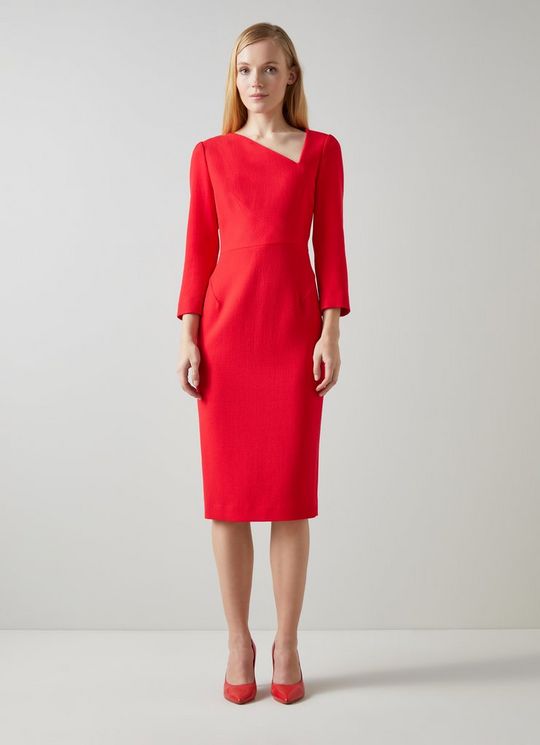 Alexis Bright Red Wool Crepe Shift Dress