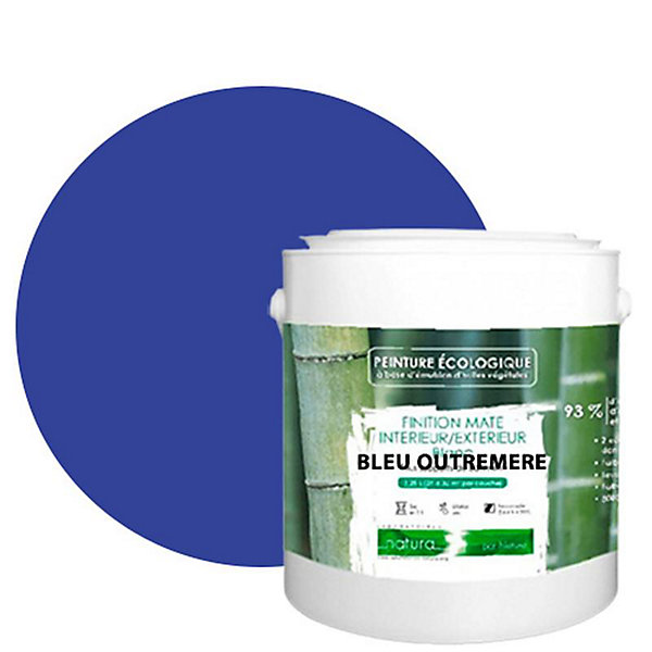 Bleu Outremer Peinture interieur exterieur aspect mat Natura - Bleu outremer - 2.5L