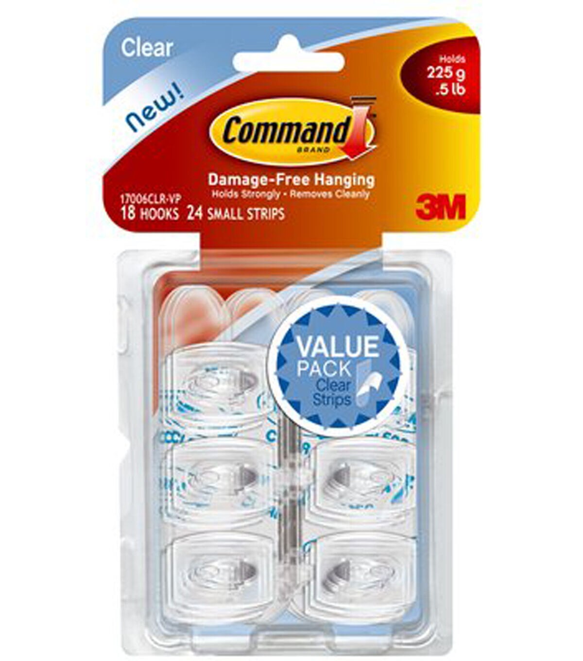 Command 0.5lb Clear Small Hooks & Strips 42ct