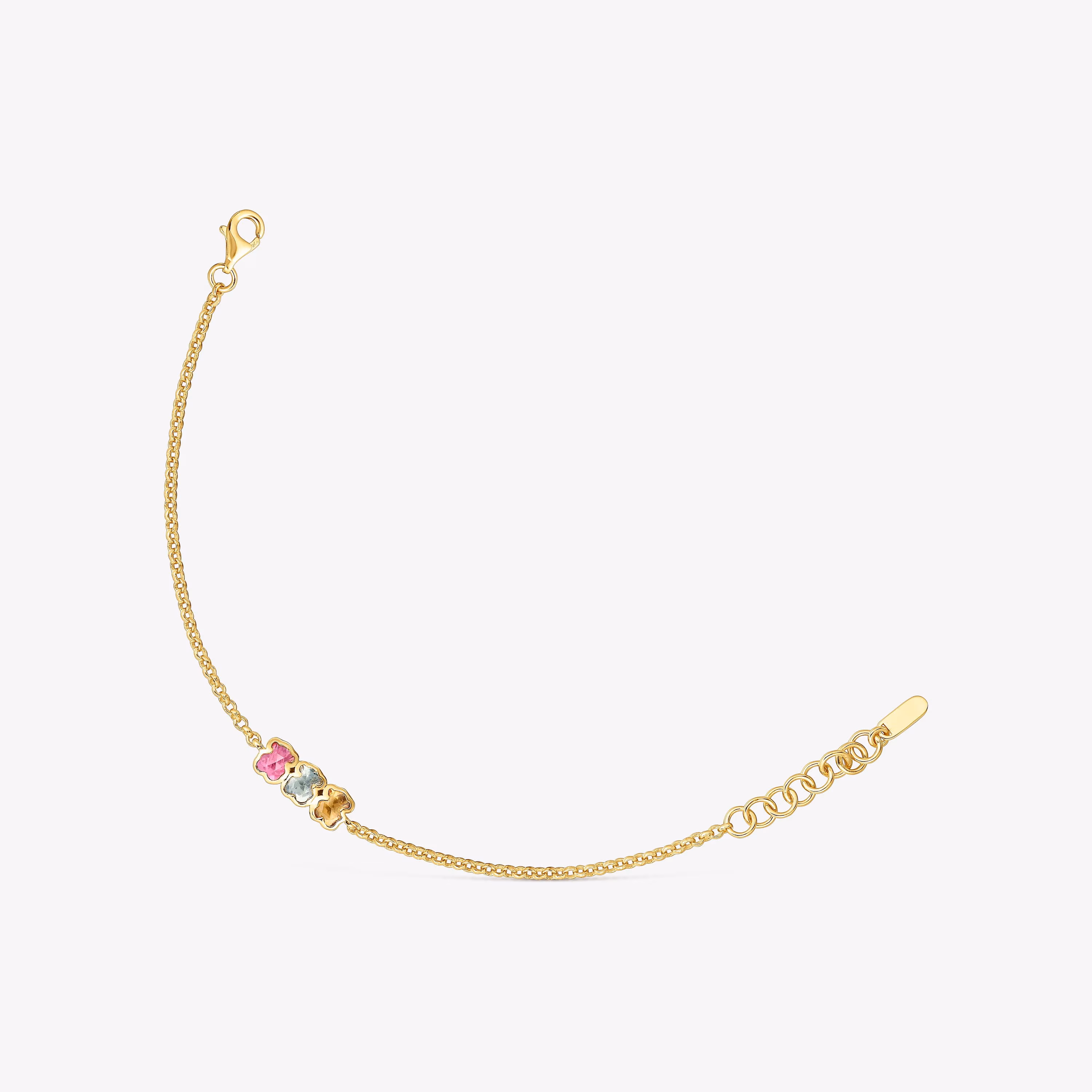 Pulsera cadena con baño de oro 18 kt sobre plata y gemas creadas en laboratorio Icon Color LGG