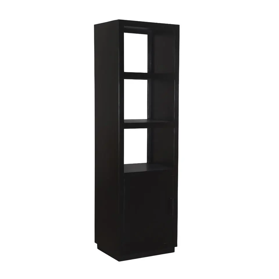 Livingfurn - Boekenkast Jaxx Black 60cm - Mangohout