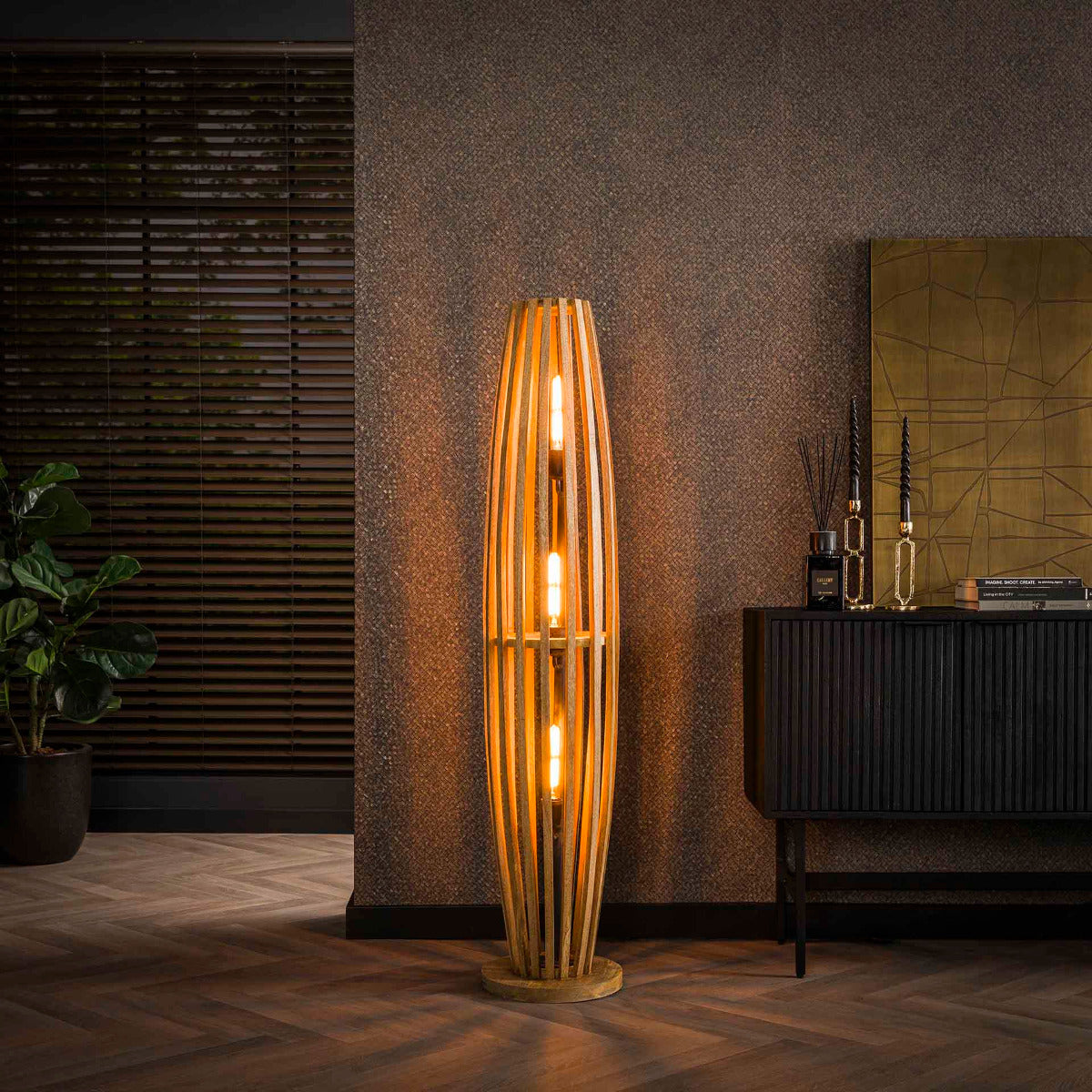 Fraaai - Stevie vloerlamp 3L orbit L - massief mango naturel