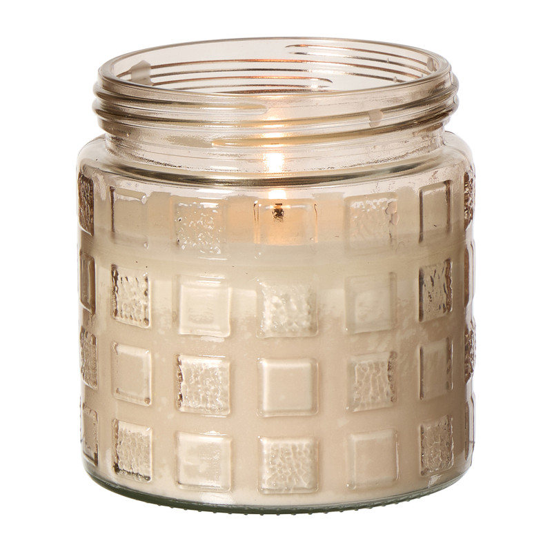 Citronella kaars in glas - blokpatroon - &Oslash;11.2x12 cm