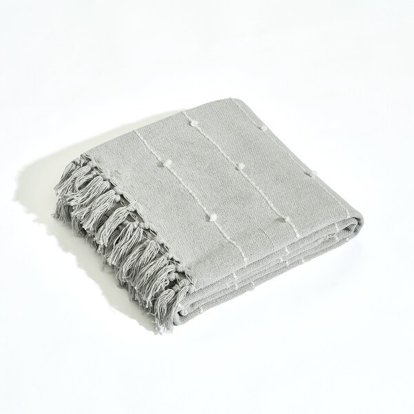 Lush Decor Boho Tufted Cotton Woven Tassel Fringe Throw Blanket