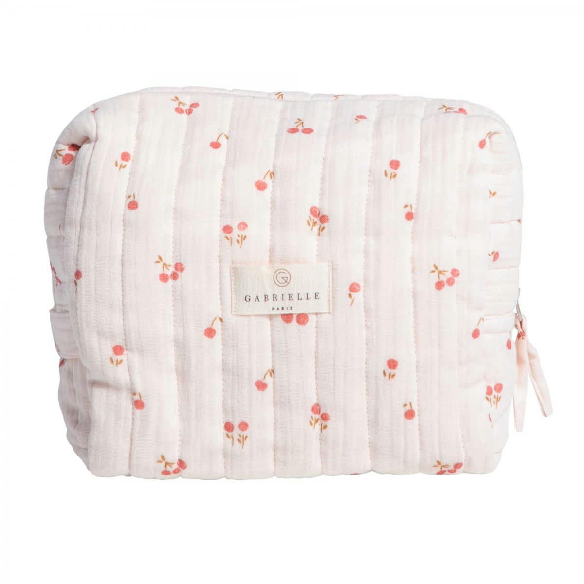 GREEN & KIDS - Trousse de toilette en gaze de coton bio à motifs rose