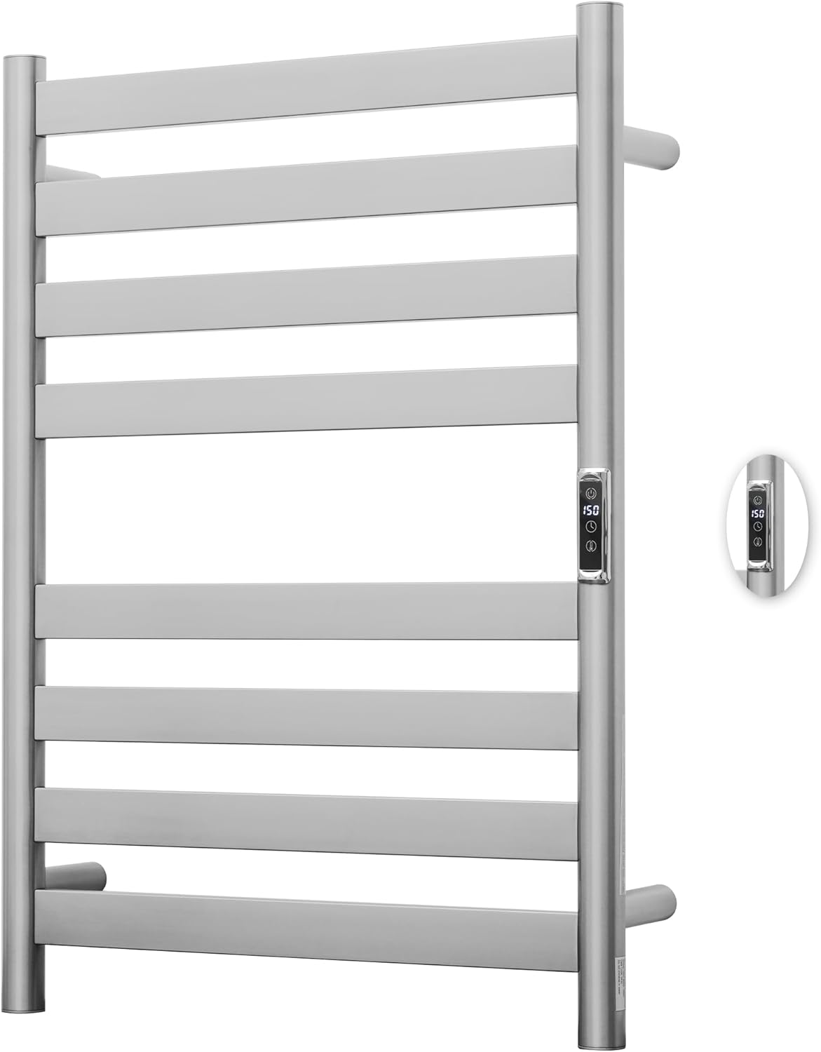 Heated Wall Mounted Electric Towel Warmer Rack,Timer & Temperature Control, 8 Bar Stainless Steel Towel Heater for Bathroom (Brushed, 8 Bars)