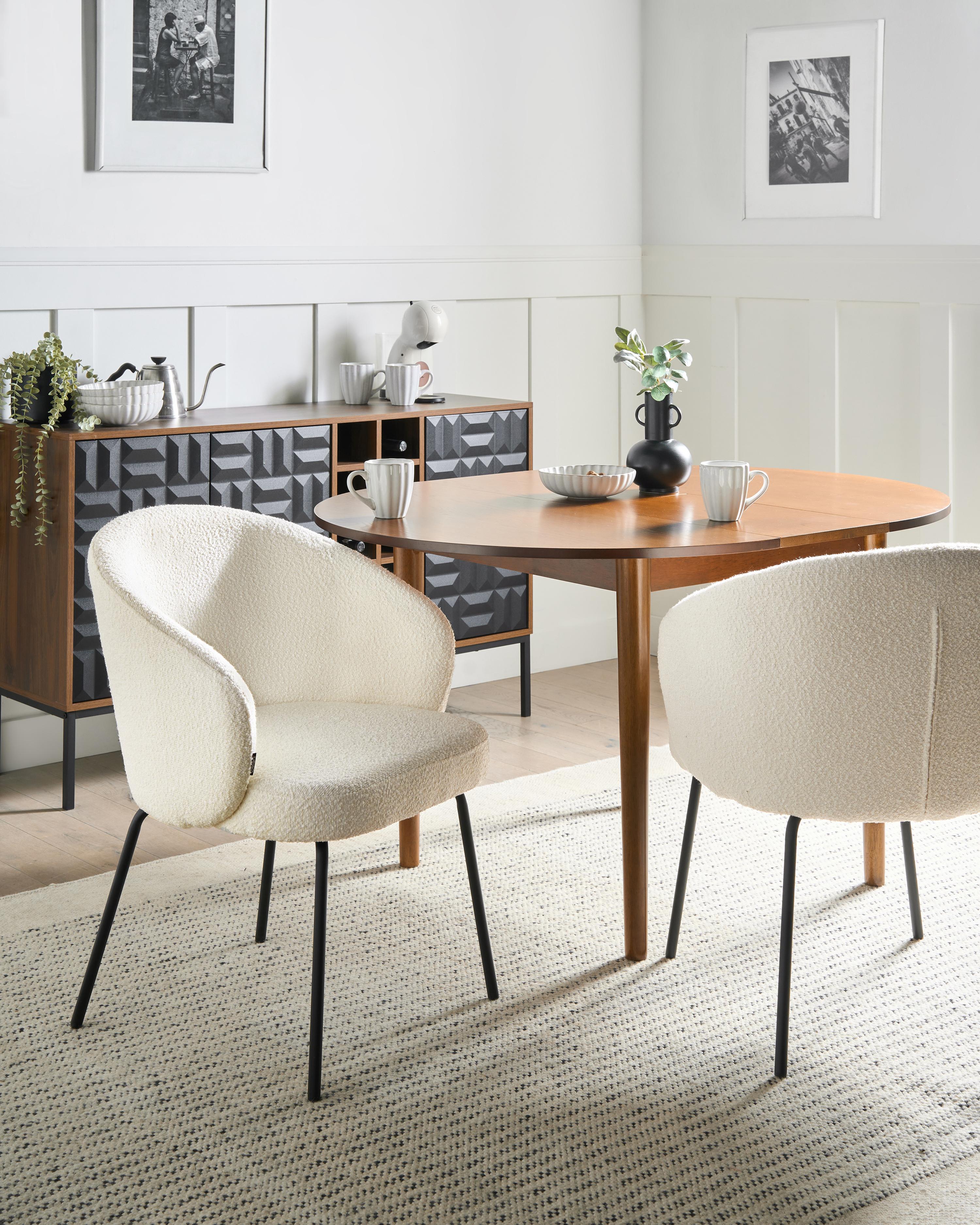 Set of 2 Dining Chairs LUDDEN Boucle Light Beige