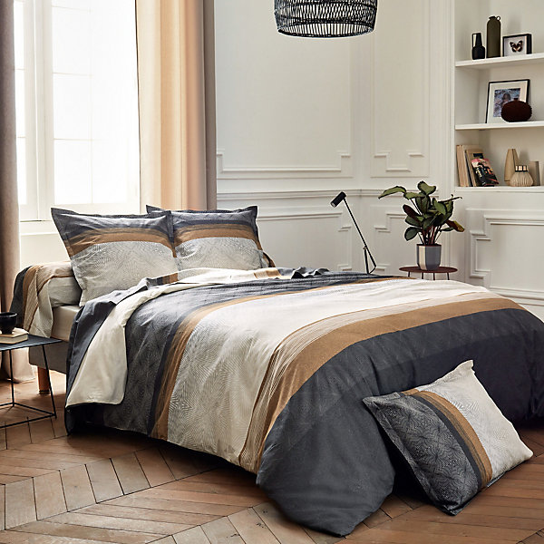 Housse de couette 200x200 cm satin de coton TIAGO noir