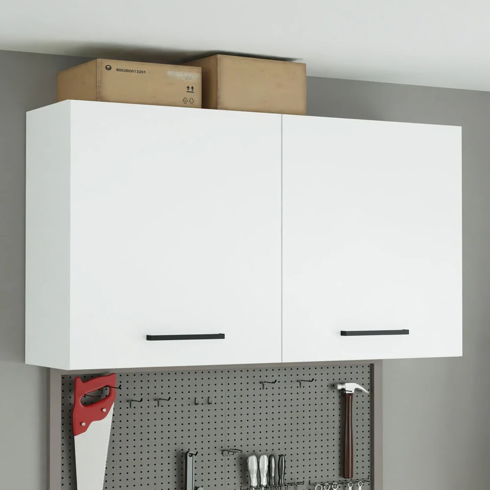 Madesa Garage and Utility Room Wall Storage Cabinet with 2 Doors and Shelves 47 In Organization Unit - White