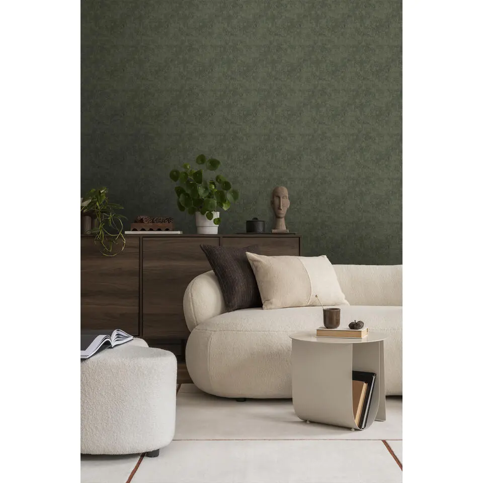 Sanders & Sanders behang linnenstructuur donkergroen - 280 x 275 cm