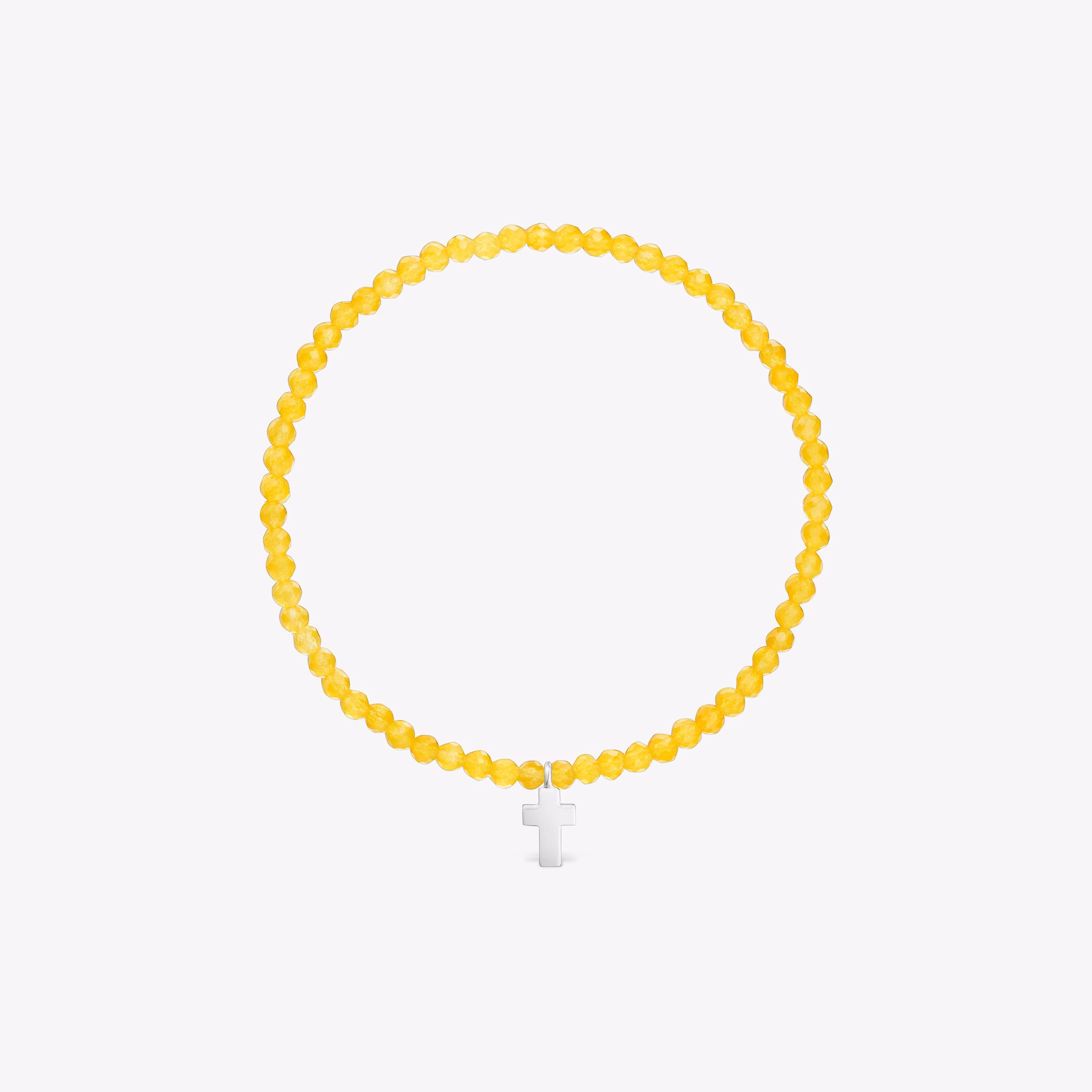 Pulsera elástica con cuarcita amarilla y cruz de plata TOUS Motivos